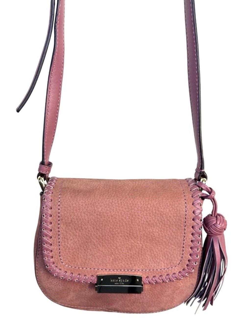 Kate Spade New York Adalise Somerton Crossbody Bag Pink Suede Leather Tassel